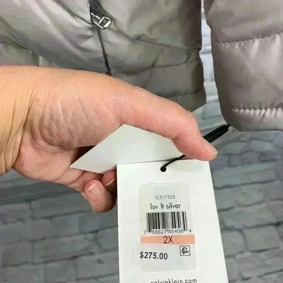 NWT CALVIN KLEIN Gray Puffer Coat - Picture 6 of 6